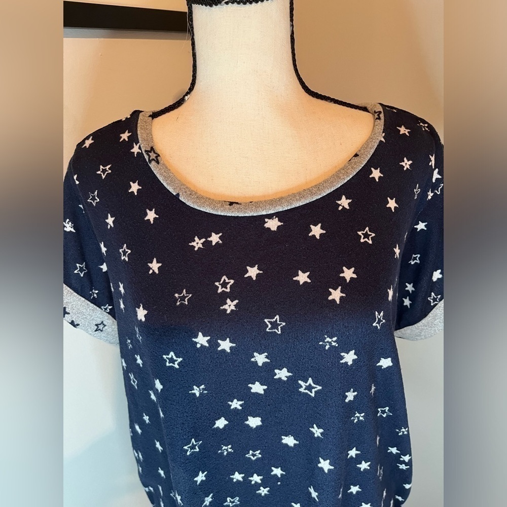 Lucky Brand Navy Blue with White Star Pajama Sleep Shirt XL
